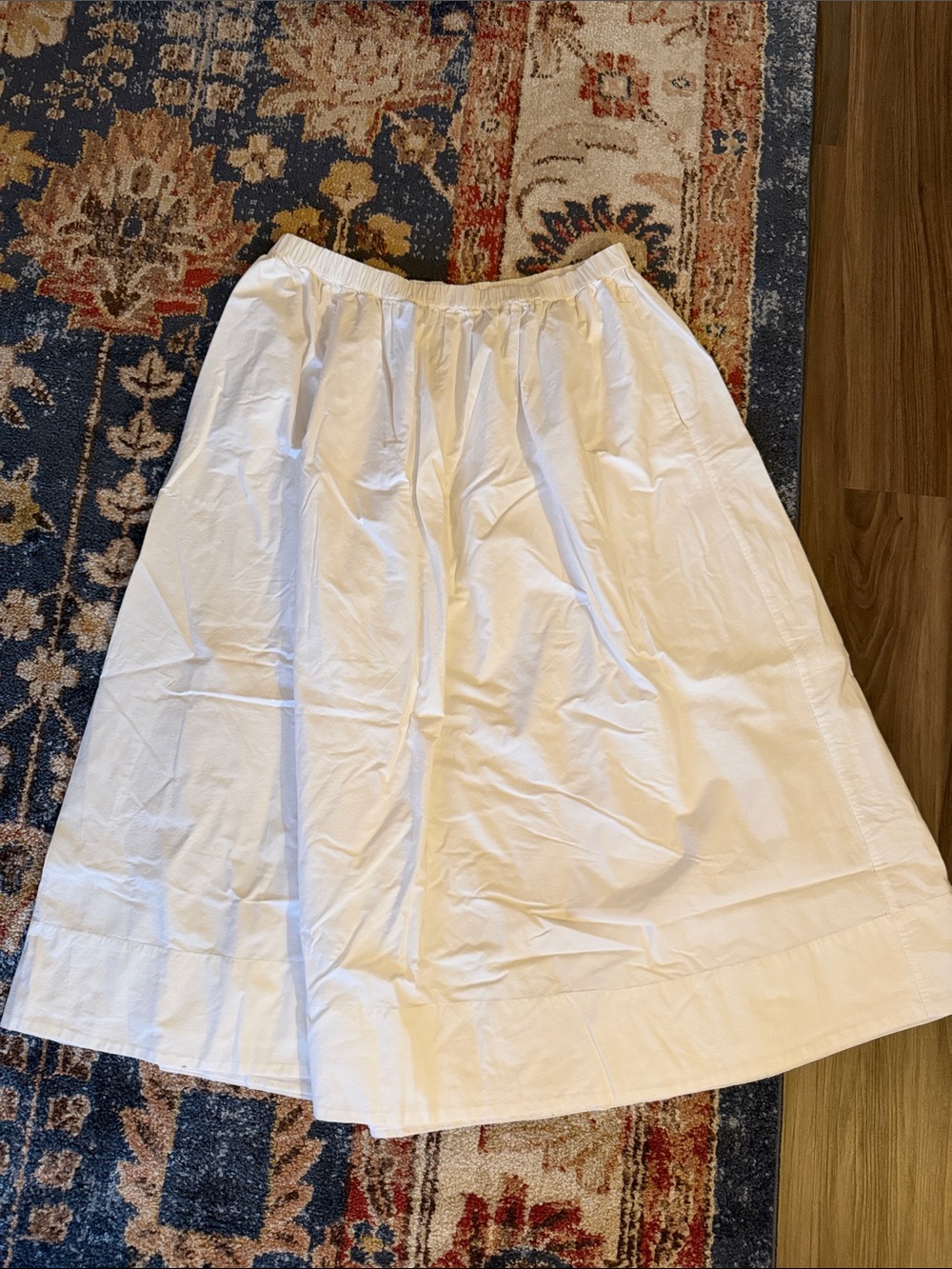 Aritzia Wilfred Cotton Midi skirt White - Elastic Waist